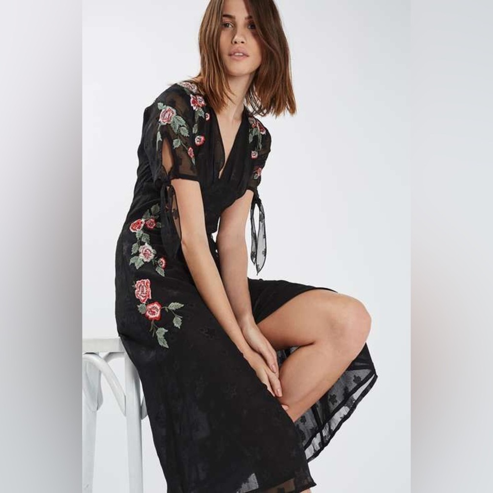 NWT Topshop Midi Embroidered Dress